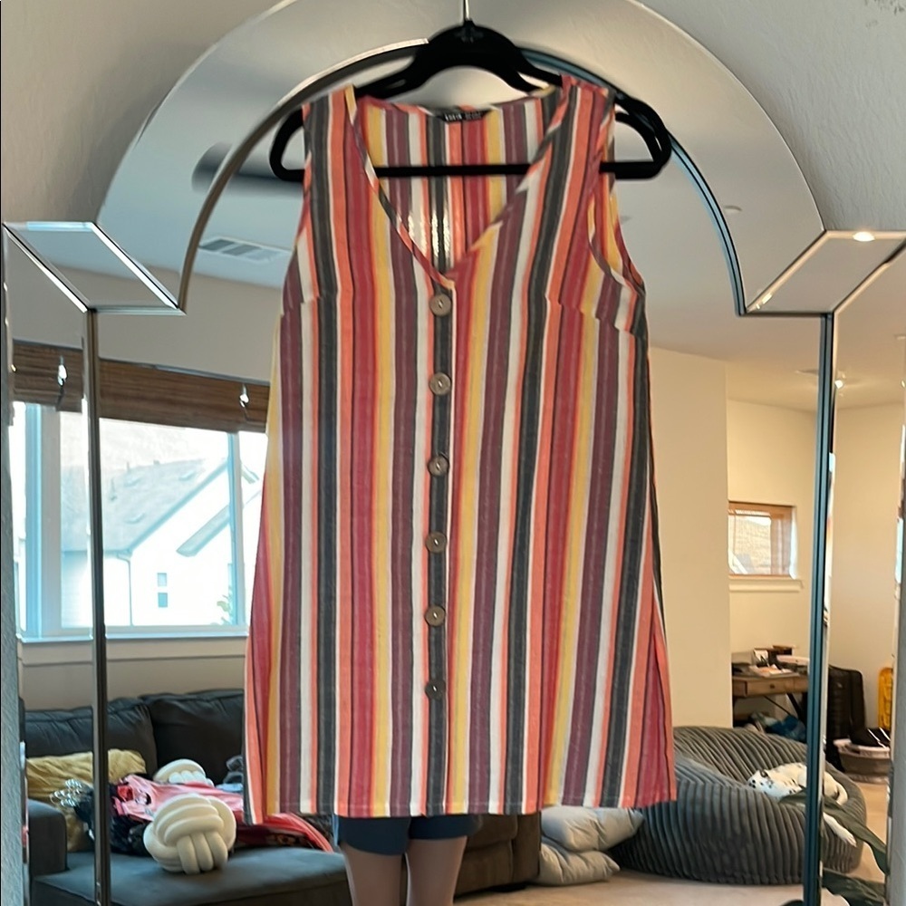 SHEIN Multicolor Striped Button-Down Mini Dress